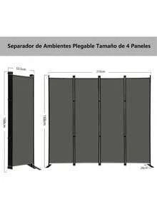 Biombo Separador Portátil Fácil Montaje 4 Paneles Moderno - gris - Ver 2