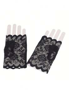 Women's Wedding Gloves Half-Finger Design Suitable For Short Dance Performances Highly Decorative Open-Finger, Suitable For Daily Decorative Gloves Fashionable Breathable - A - View 5