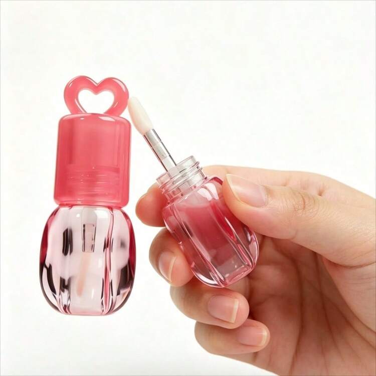 1 pieza Tubo de brillo labial transparente recargable vacío con cepillo suave, contenedor mini portátil DIY para bálsamo labial, adecuado para cosméticos y maquillaje - Multicolor - Añade 6