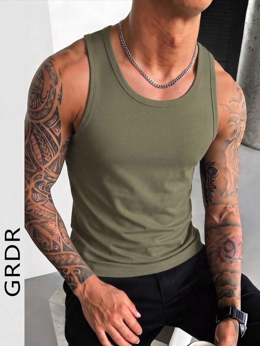 GRDR 男士时尚纯色简约休闲无袖背心