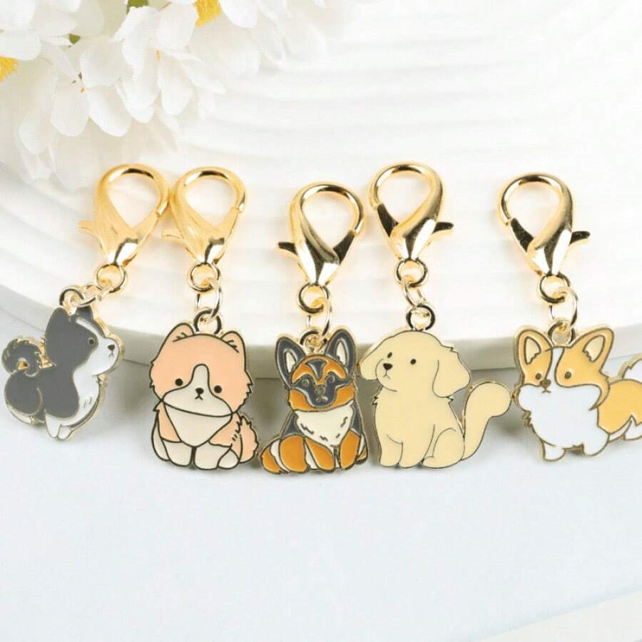 5pcs Cute Dog Keychain Pendant, Suitable As A Lucky Gift For Family - Multicolor - View 1