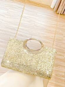 Women's Fashion Sparkling Crystal Rhinestone Clutch Purse, Luxury Shiny Rhinestone Evening Handbag For Prom, Party,Birthday Celebration, Bridal Clutch - 彩色 - 查看 12