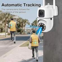Cámara de Vigilancia WiFi de 8MP, Cámara IP PTZ de Doble Lente,  Inalámbrica, Audio Bidireccional, Detección de Personas, Zoom 10X, Cámara de 5MP - 5MP Añadir tarjeta de 128G - Ver 5