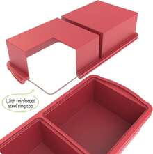 ZIP STANDING Silicone Freezer Trays With Lid,1-Cup Soup Freezer Container Large Cube Molds With Reinforced Steel Ring Top Freezing Soup Sauce Broth Leftovers Oven Dishwasher -(2-Pack) - 紅2杯 - 查看 3
