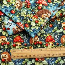 Hedgehog Mushroom Pattern Quilting Fabric-57x19.68inch(145x50cm) 100% Cotton Craft Fabrics DIY Handmade Precut For Patchwork Craft - Default - View 3