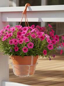 3pcs Plastic Hanging Basket Drip Tray With Hooks, Transparent Round Anti-Leak Plant Water Catching Tray, Multi-Size Hanging Flower Pot Watering Tray, Suitable For Balcony Indoor/Outdoor Garden Planting, Practical Gardening Supplies, Plant Lover Gift, 1pc - Multiple Styles - View 5