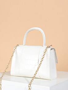 1pc Girls Luxury Crocodile Embossed Small Square Handbag, Metal Chain Crossbody Bag, Versatile Mini Bag For Banquet And Commute, Ideal Gift Choice - M635 - View 11