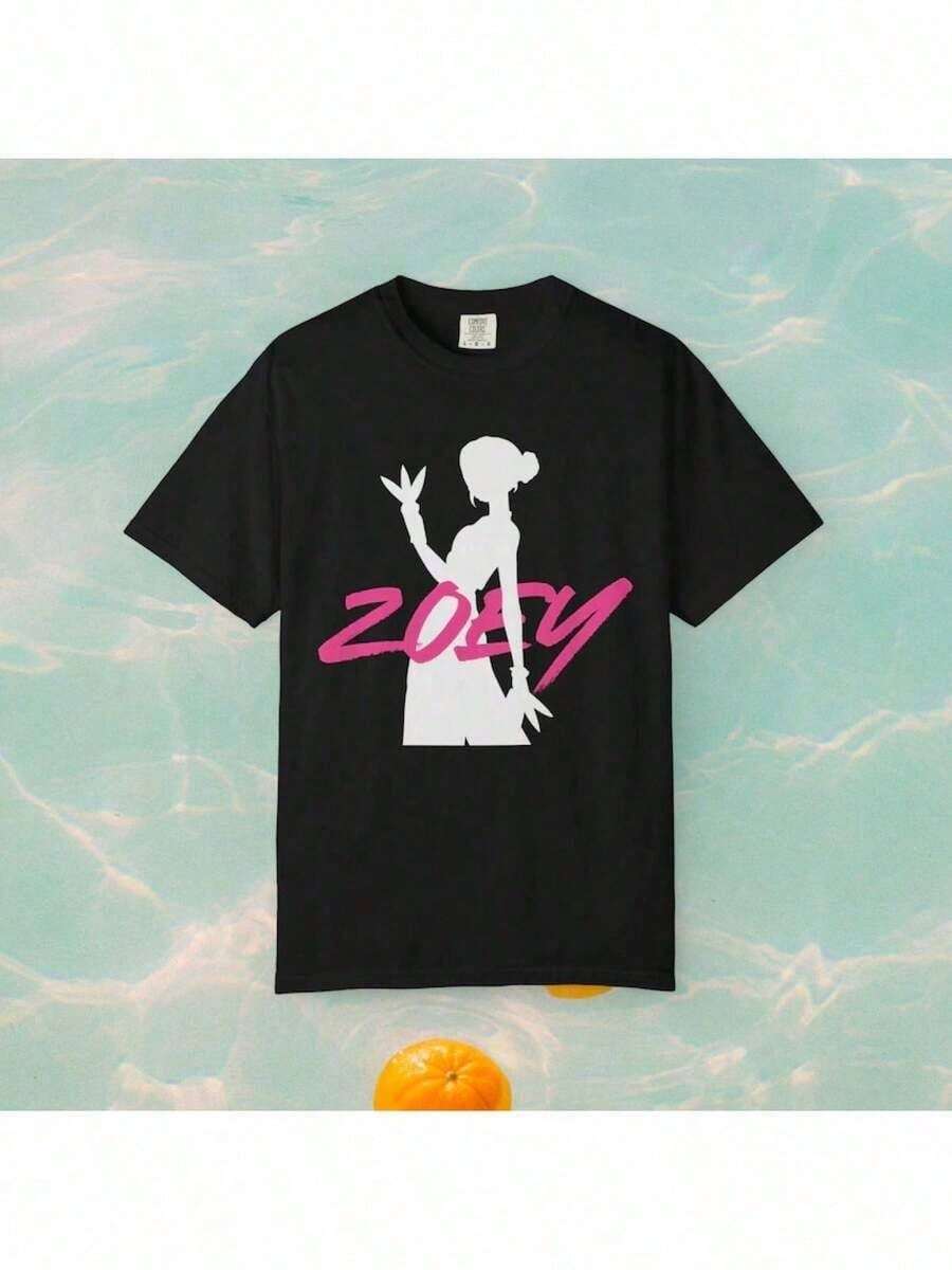 Camiseta Huntrix Zoey - Camiseta Blanca con Gráfico Rosa, Linda Ropa para Fans de K-para Hombres y Mujeres, Camiseta Lavable aáquina para Conciertos, Cosplay y Atuendo Casual - Regalo - Negro - Ver 1