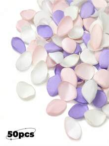 50/100片絲綢玫瑰花瓣，人造花瓣，適用於婚禮花童籃、走道花瓣撒播、晚餐桌中心裝飾、派對紙屑、新娘派對、浪漫夜晚裝飾 - 粉紅白紫組合 - 查看 6