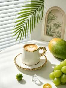 A Set Of 90ml Ceramic Coffee Cups And Saucers, Suitable For Use In The Microwave And Dishwasher, For Espresso And Arabic Coffee. Saudi-Style Coffee Cups, Ideal For Afternoon Tea, Cafes And The Kitchen – The Perfect Gift - Multicolor - View 3