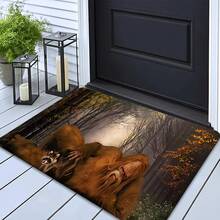 1/2/3pcs  Bigfoot And Raccoon Door Mat With Thick Pile + 0.4inch Foam Thickness + Indoor Floor Mat + Magical Forest + Bigfoot + Raccoon + Misty Forest + Autumn Woodland + Mystery Atmosphere + European Home Daily  (Fantasy Decoration/For - Multicolor - View 7
