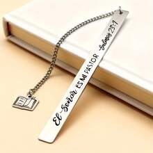 1pc Personalized Text Bookmark, Stainless Steel Bookmark, Reading Marker Book Lover Gift, Friend Birthday Gift, Valentine's Day, Graduation Gift, Reading Gift - Silver - View 3