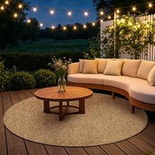 1pc Pineapple Pattern Woven Indoor/Outdoor Universal Carpet, Round Patio Deck Garden Poolside Mat, Foldable Easy To Clean Large Size Rug, Suitable For Outdoor Balcony, Yard Use - Brown - View 7