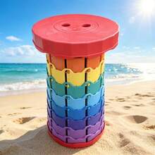 1pc Rainbow Expandable Bench - Outdoor Portable Plastic Folding Adjustable Chair, Suitable For Queuing, Fishing Or Train Sitting - Multicolor - View 14