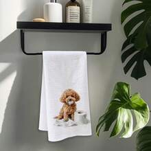 1pc Cute Teddy Print Kitchen Towel, Soft And Absorbent, Baking Home Dish Cloth Decoration Holiday Gift, Kitchen Essential, Kitchen Accessory. - Multicolor - View 6