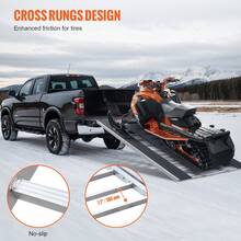 Tri-Fold Loading Ramp, 85 X 54 In, Non-Slip Aluminum Trailer Ramp With Compact Design, Easy Storage, 1500 Lbs Weight Capacity, For Snowmobiles, ATVs, Tractors, Lawn Mowers, Carts, Motorcycles - 85 x 54 in - 查看 4