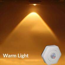 1pc Creative White Hexagonal Cat Eye Sunset Red Projection Sunset Lamp, Battery Powered Cabinet Lighting Wall Lamp, LED Touch Adjustable Sunset Projection Light, Indoor Decor Night Light Auxiliary Lighting Use - Multicolor - View 13