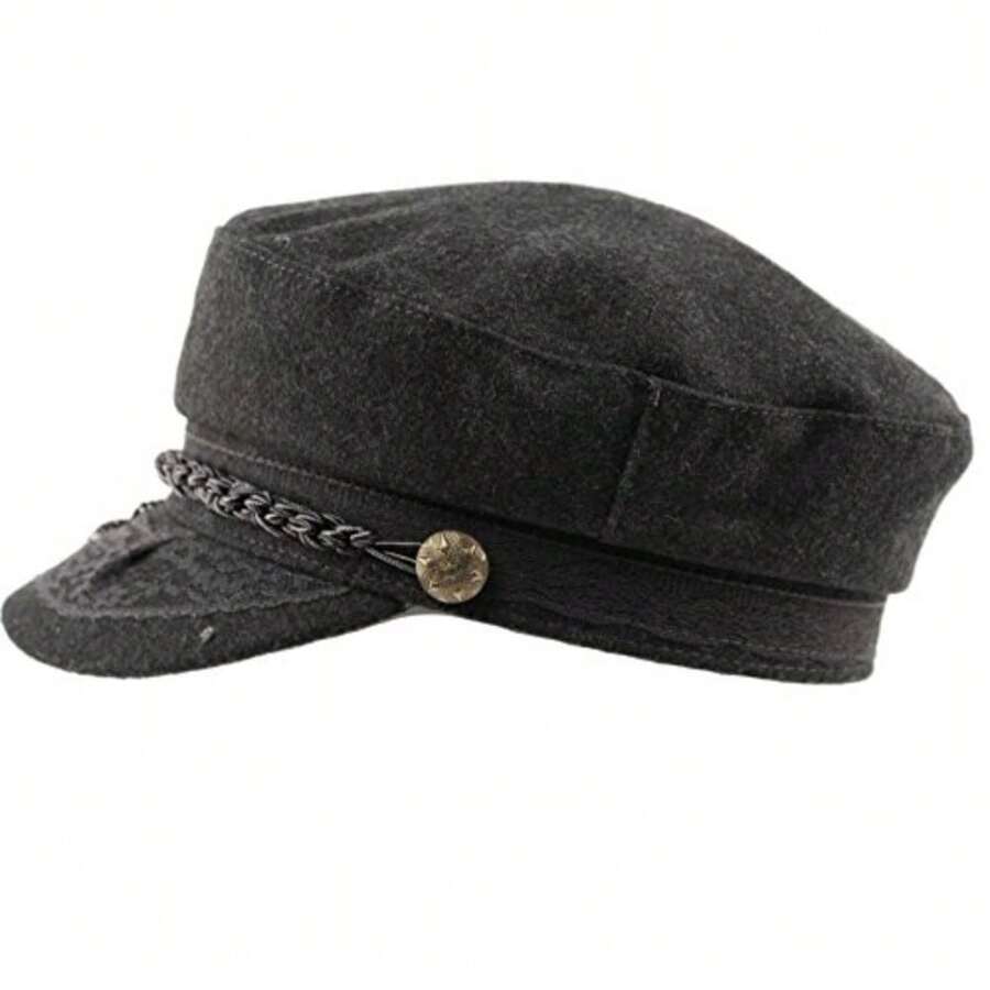 EPOCH Men's Greek Fisherman Sailor Fiddler Winter Wool Driver Hat Flat Cap S/M, A Charcoal - 33as Pic - View 1