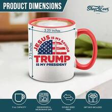 Jesus Is My Savior  Is My President Red Handle Ceramic Coffee Mug Tea Cup Donald  Mug - Mango rojo - Ver 2