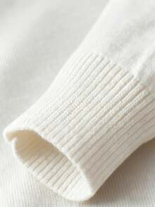 Girls Mock Neck Solid Knit Sweater, Cozy Long Sleeve Pullover For Fall Winter - White - View 5