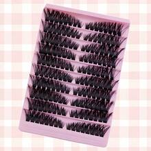 160 piezas de pestañas postizas de racimo individual D-Curl, estilos mixtos finos naturales y voluminosos, extensiones de pestañas reutilizables DIY, adecuadas para principiantes en casa - View 5