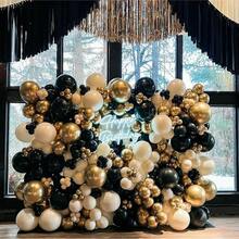 Kit Lengkungan Garland Balon Hitam Emas & Perak, 119 Balon Lateks Hitam & Perak Metalik Berbagai Ukuran, Set Lengkungan Balon untuk Dekorasi Pesta, Latar Belakang Pernikahan, Ulang Tahun, Dekorasi Pesta Wisuda - Set Campuran 14 - View 1