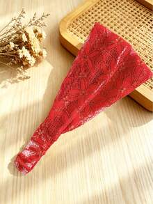 法式鏤空刺繡蕾絲髮帶，寬版設計可遮蓋亂髮，高彈性百搭通勤時尚髮圈，波西米亞花卉印花聚酯纖維 (Polyester) 髮帶，四季適用度假髮飾 - 彩色 - 查看 15