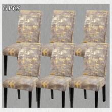 4/6pcs Textured Pattern, Gold Texture, Positioned Digital Print Pattern, Chair Cover, Removable And Washable Chair Cover Set, Soft And Stretchy Chair Protector, Suitable For Dining Room, Kitchen, Banquet Hall, Restaurant, Bedroom, Office, Living Room, Dormitory, Home Decor - Multicolor - View 10