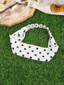 1pc French Vintage Polka Dot Headband, Wide Elastic Hairband, Vacation/Street Style/Daily Versatile Hair Accessory - Multicolor - View 7