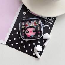 日韓卡通黑小玉全圖案掛環耳機保護套，適用於 Apple AirPodsPro3/AirPodsPro2/AirPodsPro/AirPods4/AirPods3/AirPods2，時尚女款極簡 Apple 耳機保護殼 - 彩色 - 查看 6