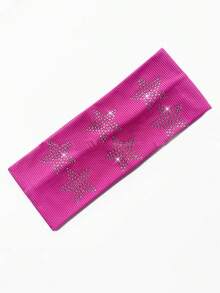 1pc Retro American Rhinestone Star Wide Elastic Headband, Fashionable Sports Headband For Women,Travel,Birthday - Multicolor - View 22