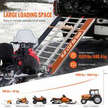 Tri-Fold Loading Ramp, 85 X 54 In, Non-Slip Aluminum Trailer Ramp With Compact Design, Easy Storage, 1500 Lbs Weight Capacity, For Snowmobiles, ATVs, Tractors, Lawn Mowers, Carts, Motorcycles - 85 x 54 in - 查看 2
