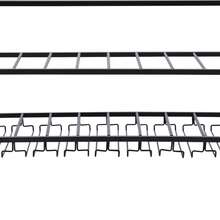 YUNRUX Wall-Mounted Wine Rack With Glass Holder, Metal Bottle Rack With 3 Tiers For 9 Bottles, Wine Stand With Cup Shelf, Suitable For Kitchen, 31.5 * 9.8 * 21.6 Inches - 黑色 - 查看 5