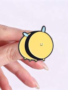 Cute Bee Enamel Pin, Kawaii Round Brooch, Adorable Accessory For Clothing & Bags, Perfect Gift Idea - Yellow - View 7
