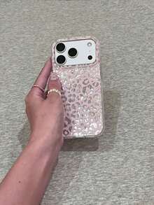 Luxury Leopard Print Shell Texture Phone Case, Compatible With IPhone 17 Pro Max 17 Pro 17 Air 17 16 15 14 Plus 13 12 Pro Max 11, Fashion Shockproof Back Cover - Pink - View 3