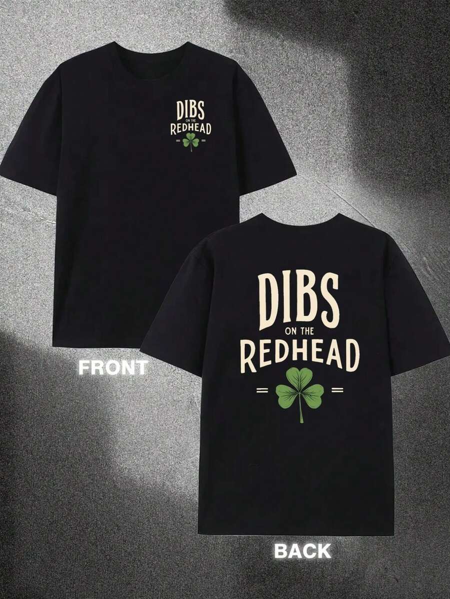Camiseta de hombre con temática del festival irlandés y pelirrojo - Estampado reversible de doble cara, manga corta, estilo casual de verano con diseño irlandés, adecuada para gimnasio, bar - Negro - Ver 1