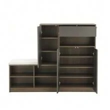 Shoe Bench And Cabinet, Multifunctional Shoe Rack With Padded Seat, Versatile Storage Solution With Adjustable Shelves For The Entryway, White, W 140/D 35/H 110 Cm - 灰色 - 查看 6
