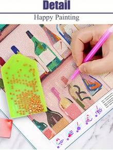 |5D DIY 鑽石畫|彩色酒瓶鑽石藝術套裝，三層木架上的各種酒瓶，明亮純真油畫風格。放鬆鑽石畫，成人鑽石畫，DIY手工牆面藝術，享受動手操作的樂趣 - 無框 - 查看 3