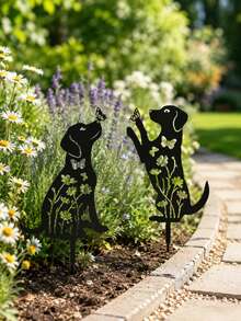 2pcs/Set Wrought Iron Garden Decor Ground Stakes, Animal Lawn Signs, Hollow Yard Ornaments & Crafts - Multiple Styles - View 8