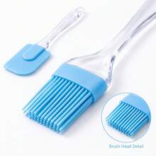 2pcs-6pcs Random Color Silicone Spatula And Basting Brush Set, Clear Handle Kitchen Utensil Tools For Baking, Cooking, Mixing, Scraping, Sauce Brushing, BBQ And Home Kitchen Use - Random Color - View 4
