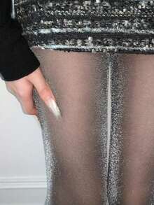 1/2/3 Pairs Women's Shiny Pearlescent Glitter Sexy Stockings - Black - View 5