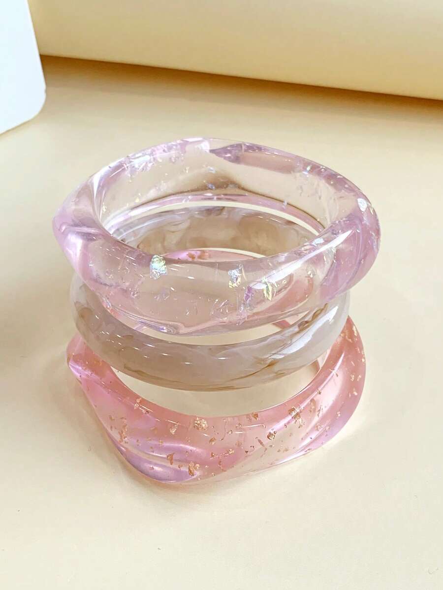 3件組時尚復古誇張波希米亞風厚款多層棕色壓克力手鍊組，適用於女性、情侶、派對、日常穿搭，奢華高端