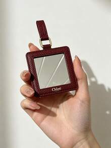 Chloé Pocket Sized Foldable Makeup Mirror HD Clear Lens Easy Slip Into Purse For Outdoor Touch Up CHLOE-GIFT-22 - Rust Brown - View 5