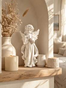 Praying Angel Statue Decor, White Angel Statue For Shelf, Farmhouse Style Home Decor Accent, Commemorative Gift, Housewarming Gift For Women, Gift For Mom - New Model - View 2