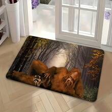 1/2/3pcs  Bigfoot And Raccoon Door Mat With Thick Pile + 0.4inch Foam Thickness + Indoor Floor Mat + Magical Forest + Bigfoot + Raccoon + Misty Forest + Autumn Woodland + Mystery Atmosphere + European Home Daily  (Fantasy Decoration/For - Multicolor - View 6