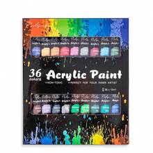 36 Colors Acrylic Paint Set 12ml  Rich Pigment Art Painting Supplies For Canvas Wood Rock DIY Craft Artist Beginners - 36-color Acrylic - View 9