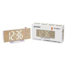 Relógio Digital Projetor Mesa Despertador LED Madeira USB - Tamanho Único - Visão 3
