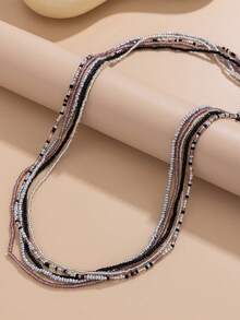 Vacation Style Sexy Mesh Waist Chain Set - Women's Beaded Beach Body Chain - Multicolor - View 5