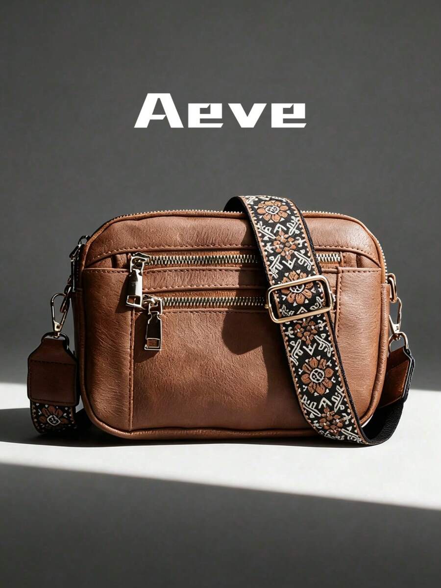 Geantă de umăr simplă, pătrată, pentru femei, la modă, culoare solidă, curea de umăr reglabilă, geantă crossbody cu fermoar multifuncțională, cu scheme de culori europene și americane, impermeabilă și antifurt, design cu mai multe buzunare și mai multe straturi, 4 sloturi pentru carduri, portabilă și practică, potrivită pentru ieșiri, întâlniri, cumpărături și alte ocazii.