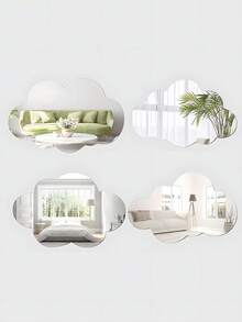 1 miếng dán tường gương hình đám mây, chất liệu acrylic dày 2mm, gạch gương 3D DIY, phù hợp cho phòng ngủ, phòng khách, phòng tắm, nhà bếp, nhãn dán, dán tường, nhãn dán vinyl, trang trí nhà cửa, trang trí mùa xuân, làm mới ngôi nhà của bạn, nhãn dán trang trí Rama, trang trí tường, trang trí phòng, gương treo tường, phù hợp cho trang trí phòng, trang trí phòng tắm, trang trí phòng khách - Bạc - Xem 1
